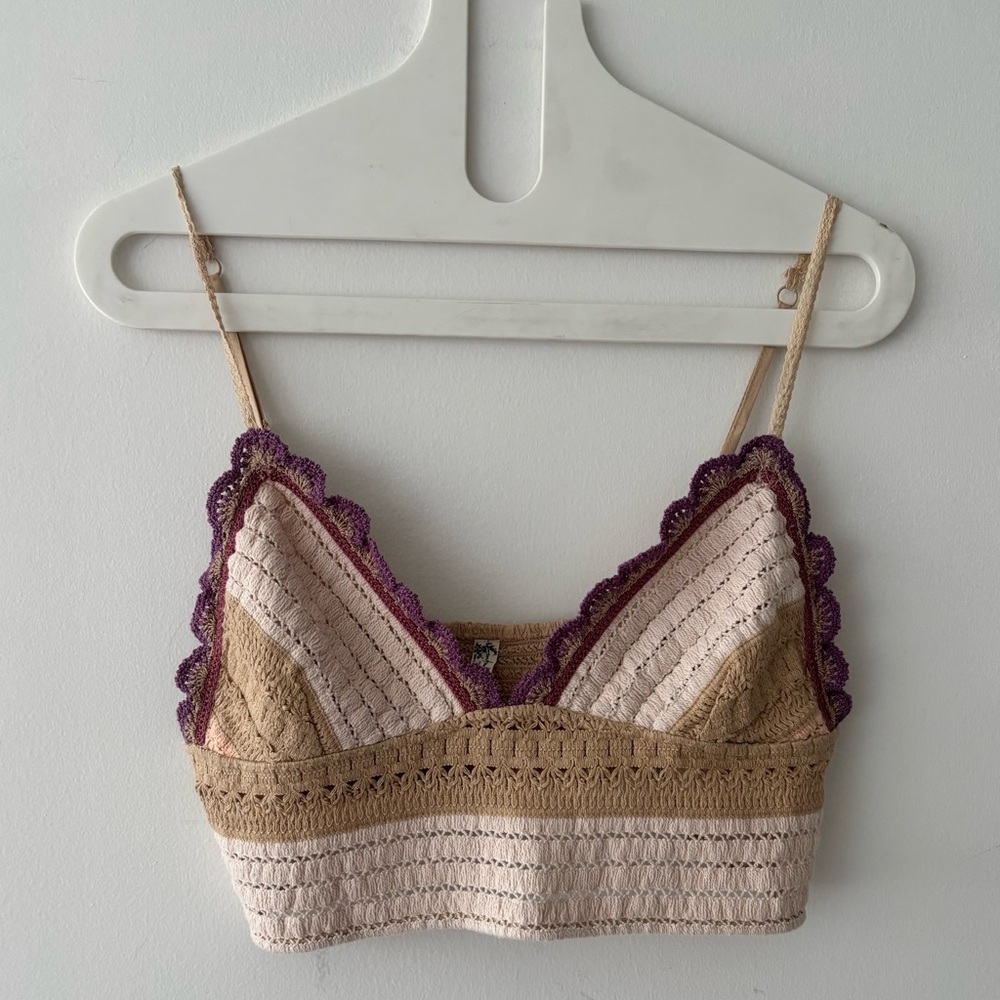 NWOT Free People crocheted bralette top Another weekend longline XL